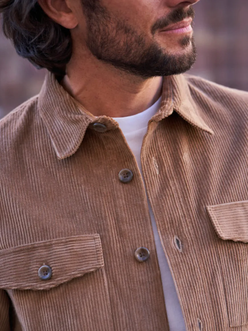 Sur-chemise Zach corduroy beige