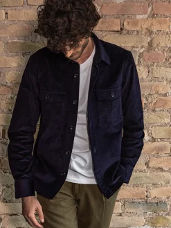 Sur-chemise Zach corduroy bleu marine