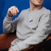 Sweat brodé gris chiné