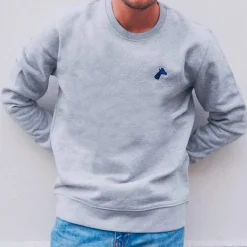 Sweat brodé gris chiné
