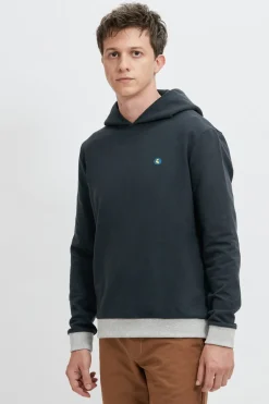 Sweat capuche bleu et gris