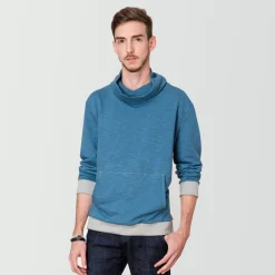 Sweat col haut turquoise