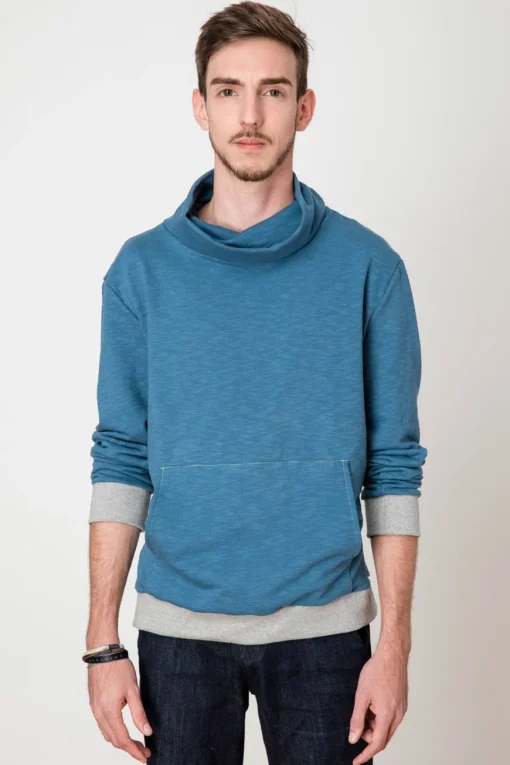 Sweat col haut turquoise