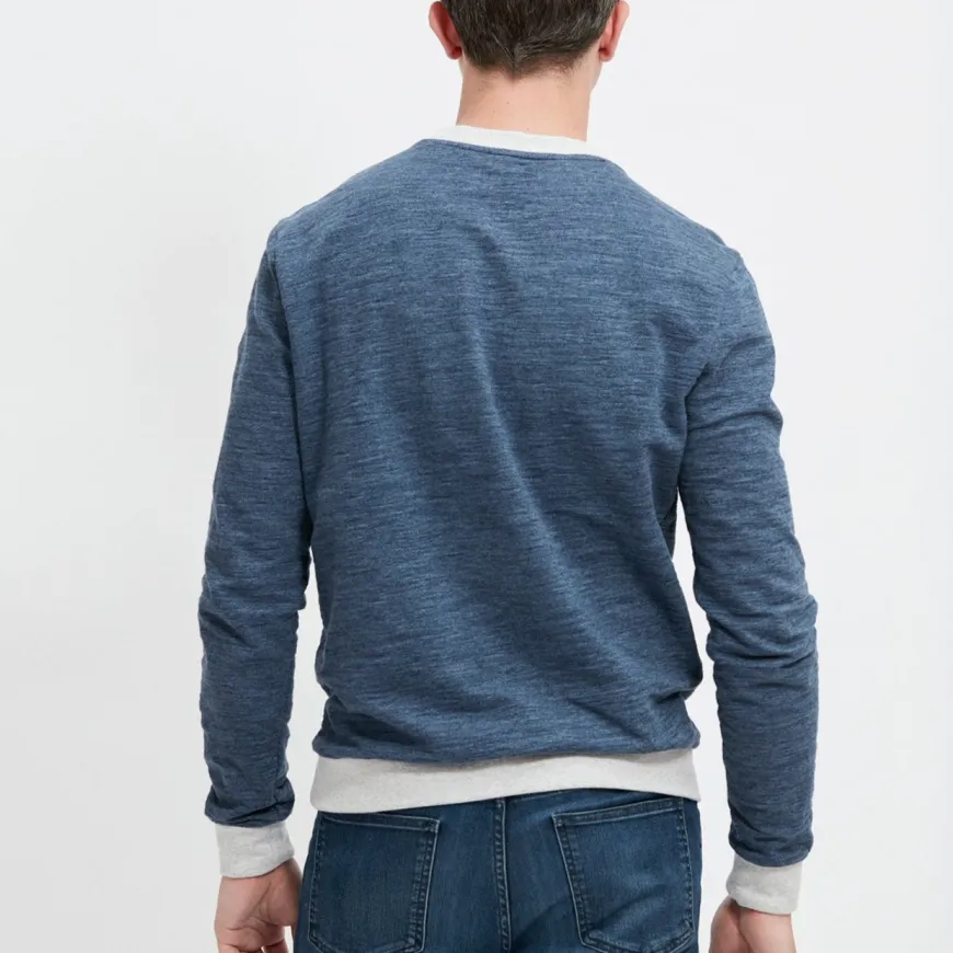 Sweat col rond bleu - gris