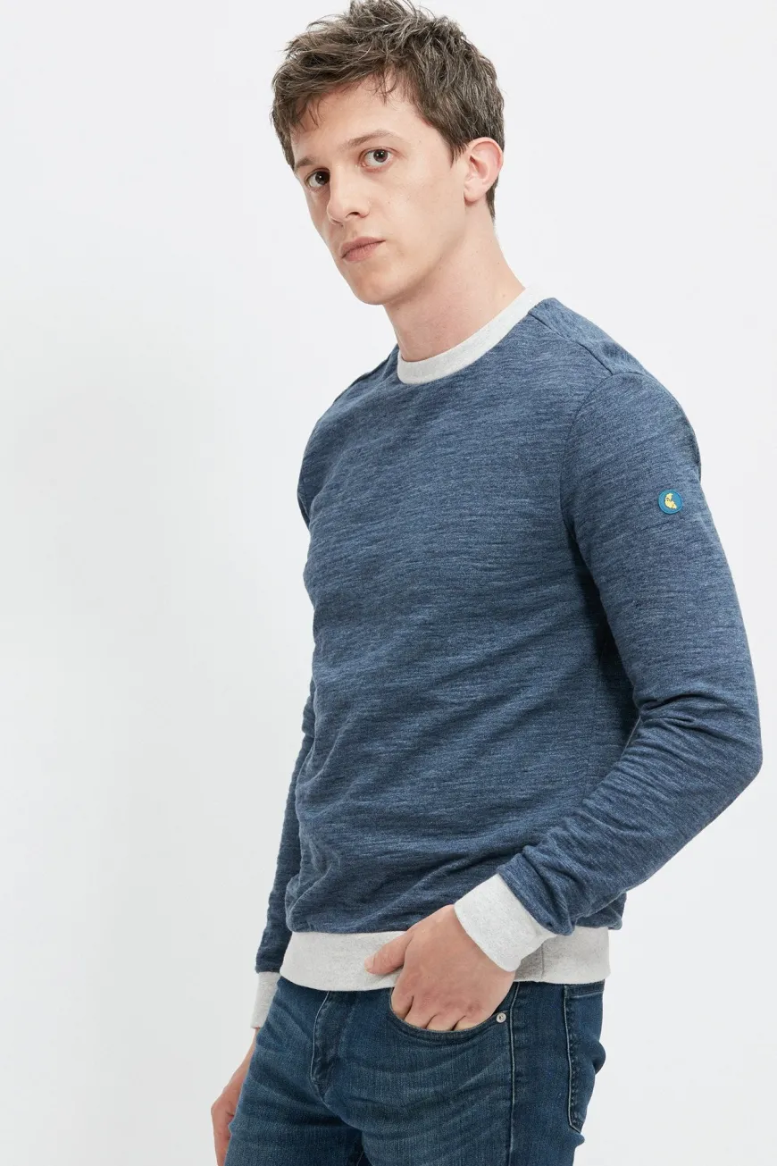 Sweat col rond bleu - gris