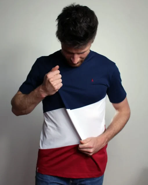 T-shirt Diagonal Bleu, Blanc, Rouge