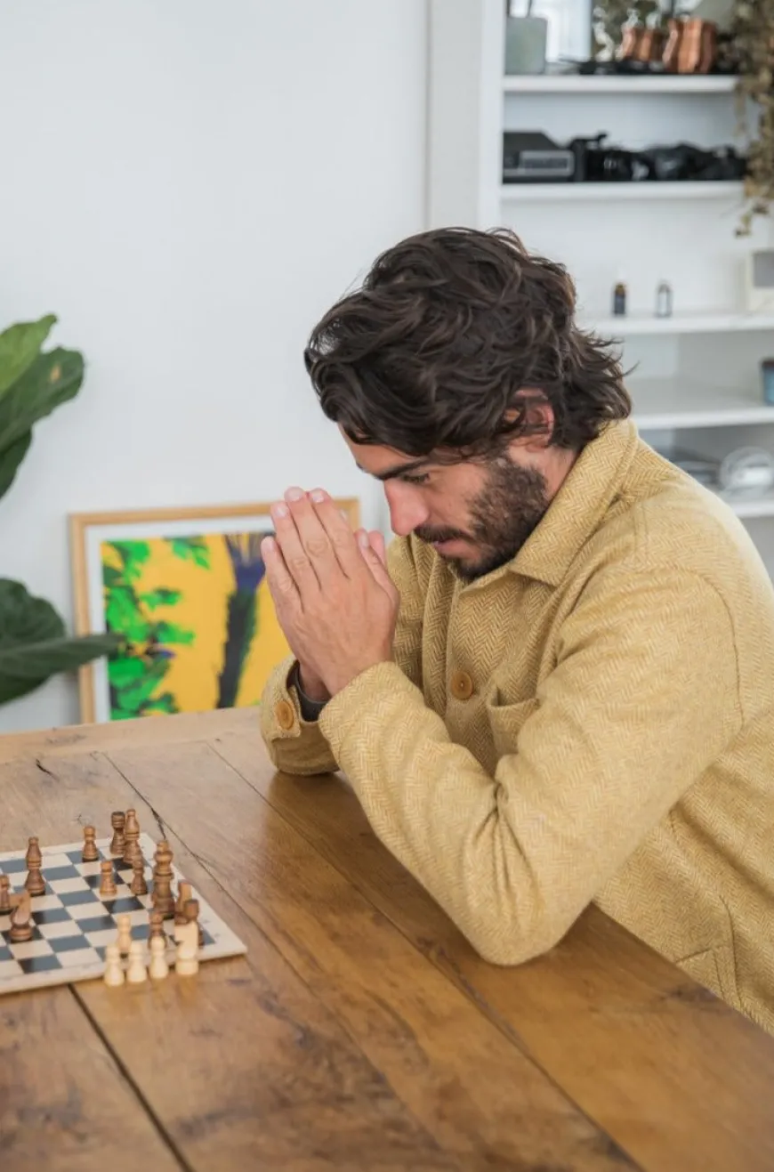 Veste Bleu Herringbone